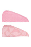 CALA 2pc Shower Hair Turban Set Geometric/Pink