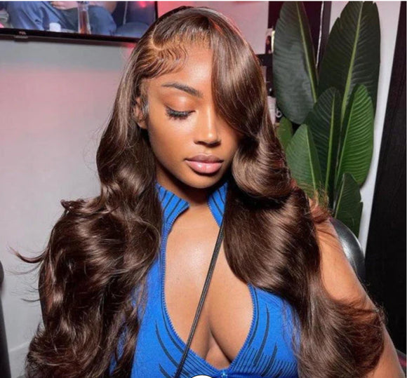 Her Hair #4 Chocolate Brown Body Wave 13x4 Frontal Wig