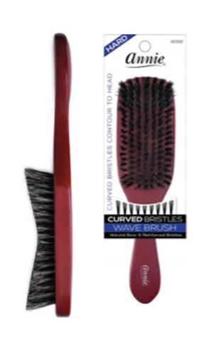 Annie Hard Curved Wave Bristle Brush 100% Pure Boar Bristles