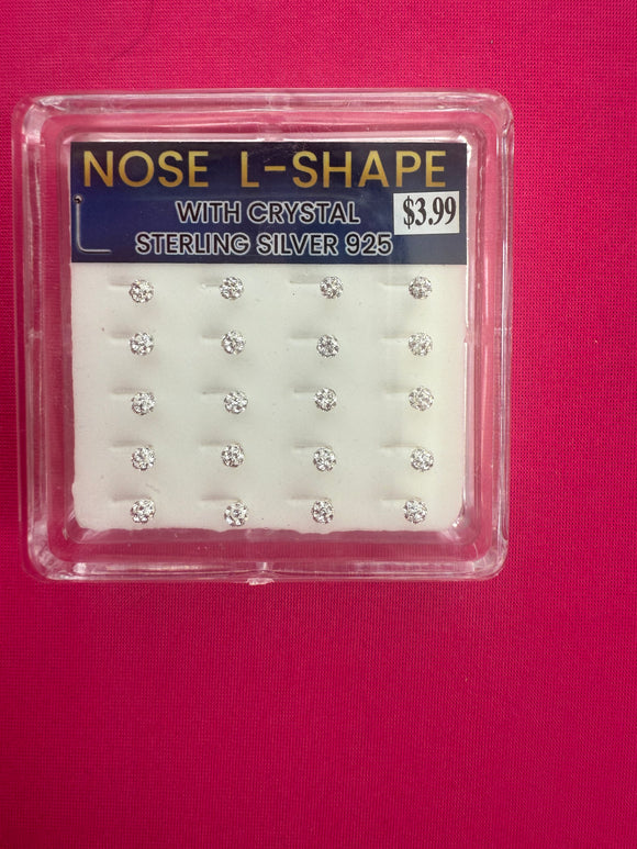 Nose Pin “L” Shape - Crystal Ball