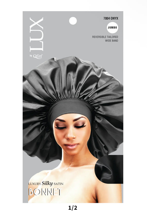 Lux by Qfitt Luxury Silky Satin Bonnet Jumbo - Black