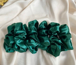 Dark Green Silky Scrunchie - 2pk