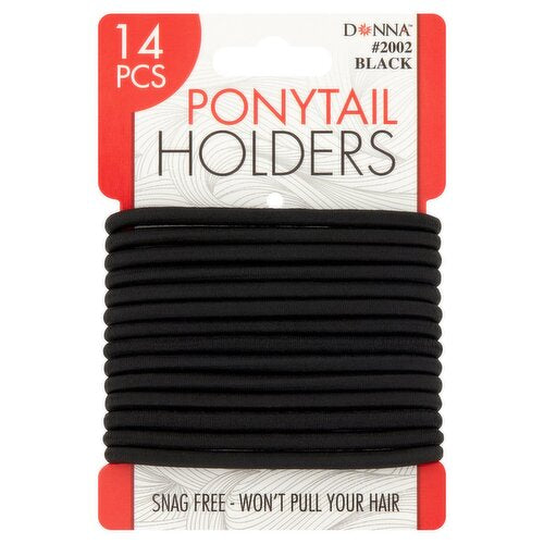 Donna Black Ponytail Holders 14ct