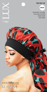 Luxury Silky Satin Braid Bonnet - L/XL (Leopard Print)