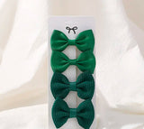 Green Hair Bows - 4pk