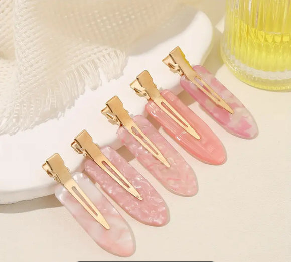 Flat Hair Clips Pink 5 pcs