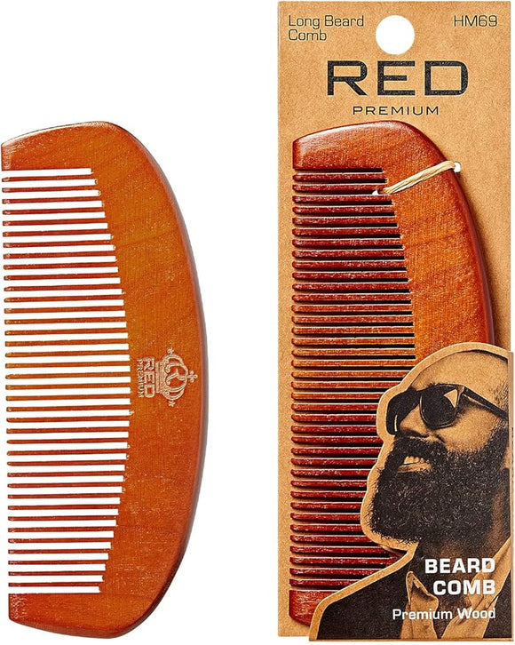 Red By Kiss Premium Wood Long Beard Comb