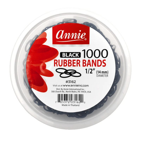 Annie #3162 Rubber Bands 1000 ct Black