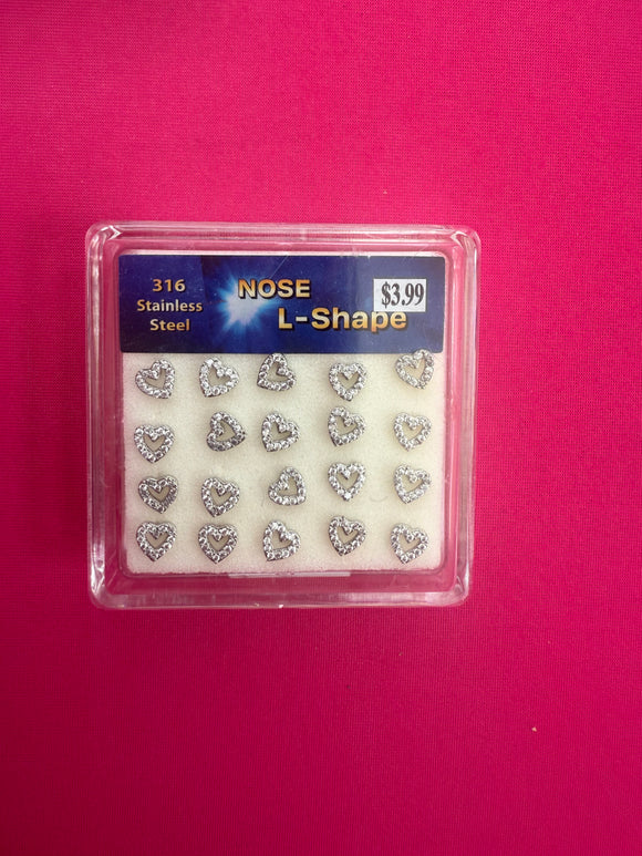 Nose Pin “L” Shape - Heart