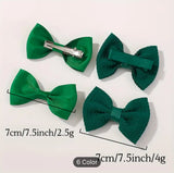 Green Hair Bows - 4pk