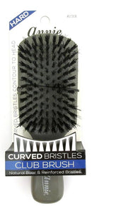 Annie Hard Club Curved Bristle Brush 100% Pure Boar Bristles