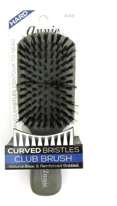 Annie Hard Club Curved Bristle Brush 100% Pure Boar Bristles