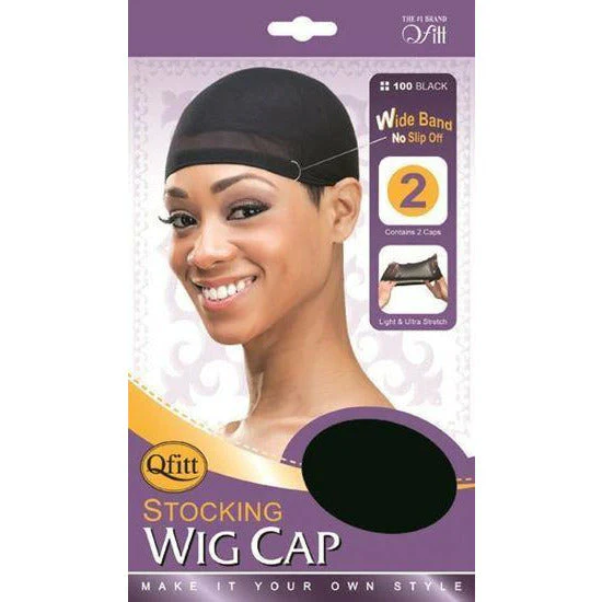 Qfitt Stocking Wig Cap - Black 2 Pk