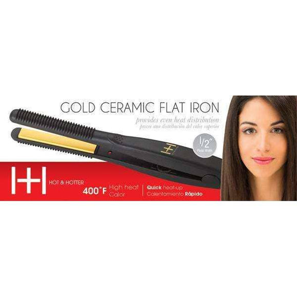 Hot & Hotter Gold Ceramic Flat Iron 1/2 Inch