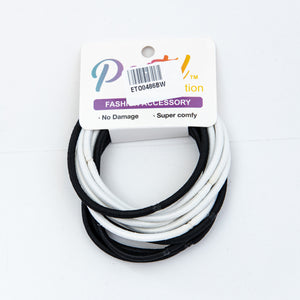 Black & White Elastic Hair Ties- thin 25ct