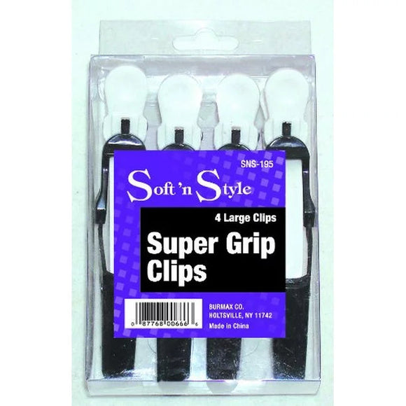 Sof N Style Super Grip Clips, Large s - Set of 4 Professional Hair Clips