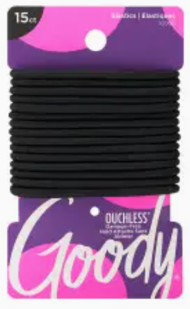 Goody Ouchless Elastic Hair Ties - Black 4mm 15ct