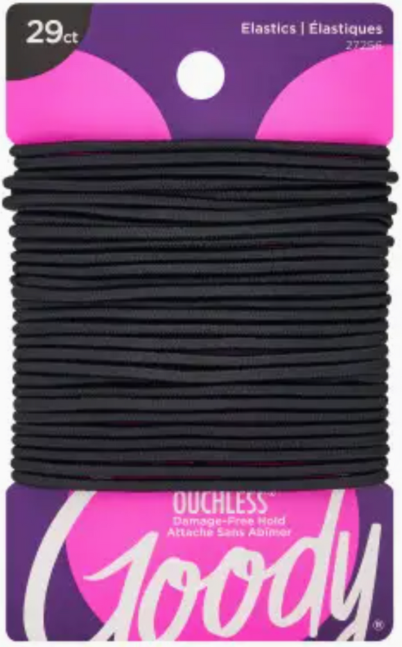 Goody Ouchless Black 2mm Elastics 29ct