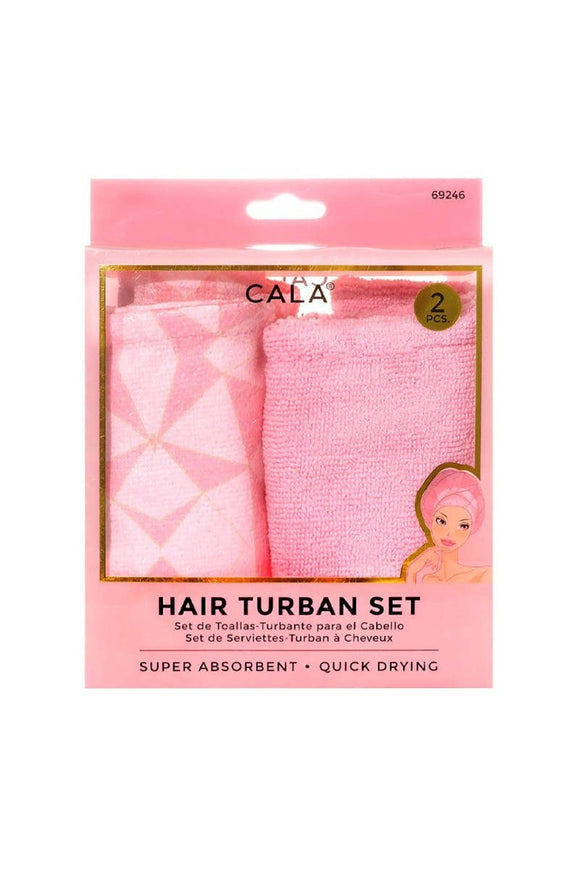 CALA 2pc Shower Hair Turban Set Geometric/Pink