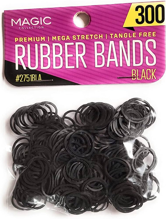 Magic Collection Black Rubber Bands - 300ct