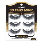 LaFlare 3D Faux Mink Eyelashes Eco Pack 3 Pairs