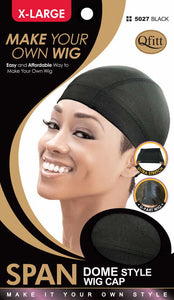 M&M Headgear Span Dome Style Wig Cap Black X-Large