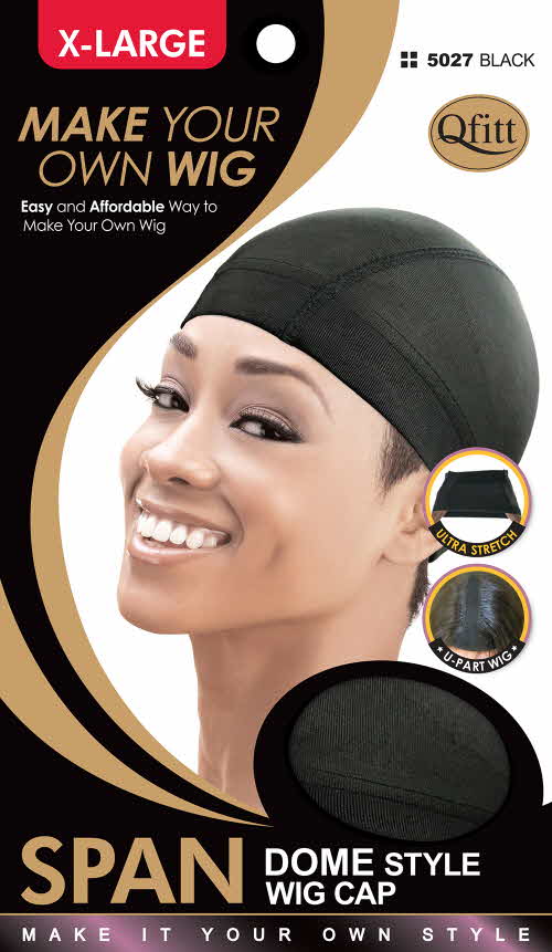 M&M Headgear Span Dome Style Wig Cap Black X-Large