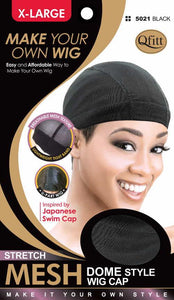 M&M Headgear Mesh Dome Style Wig Cap Black X Large Stretch