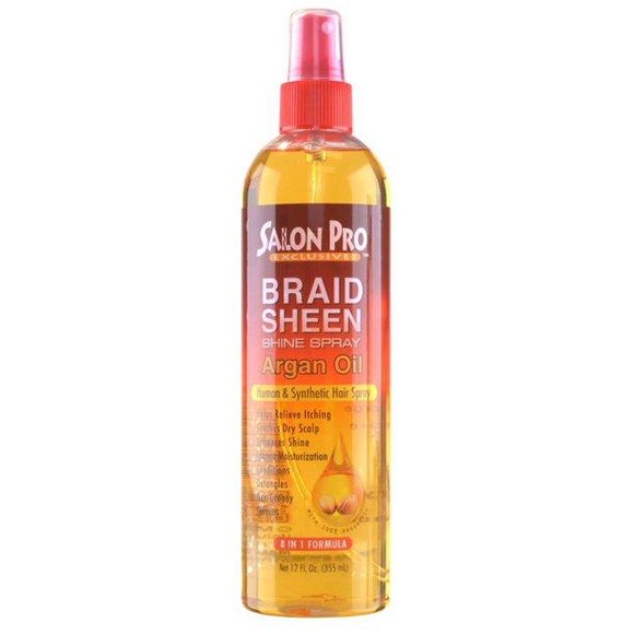 Salon Pro Braid Sheen Shine Spray Argan Oil 12oz