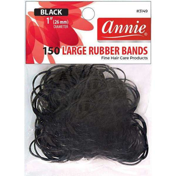 Annie Rubber Bands Large 150ct Black - 1in